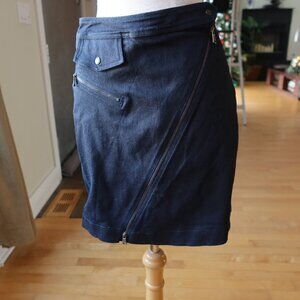 Tomas Maier black denim asymmetrical zipper mini skirt size 2 Italy 100% cotton